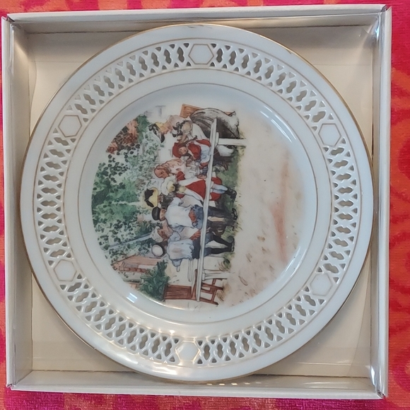 Vintage Wall Plate Country COTTAGE Shabby Chic "Breakfast under the Big Birch" - Picture 1 of 15